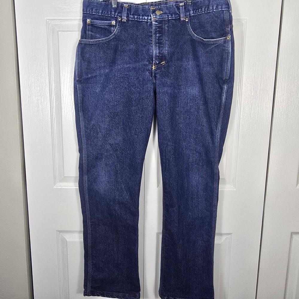 Origin Maine Legit Fit Jeans Mens 38 Dark Wash Blue Made In USA Rugged Denim